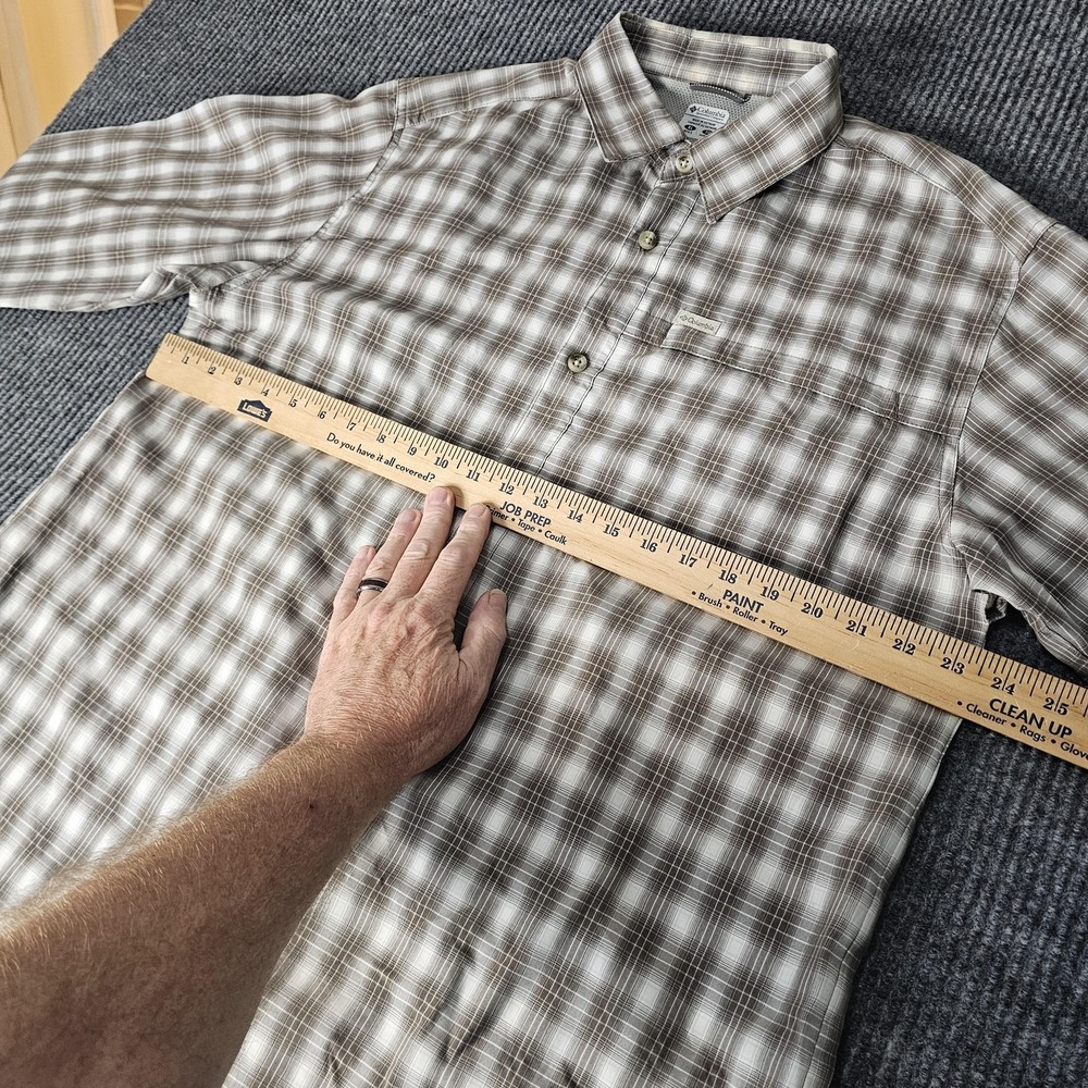 Columbia Shirt Mens XL Brown Gray Plaid Long Sleeve Button Front Lot 2 Casual - Picture 11 of 14